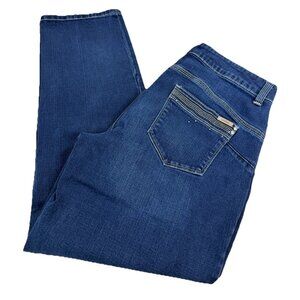 Chicos So Lifting .5/ 6 (Actual 30x24) Crop Blue Jeans Jewel Accent Pocket EUC